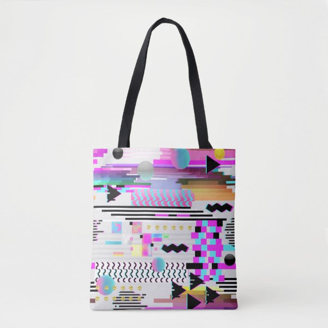 Tote Bag Design Motif sans soudure. Cyberpunk numérique  (Devant)