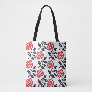 Tote Bag Design original de fleur à point croisé Rose rou