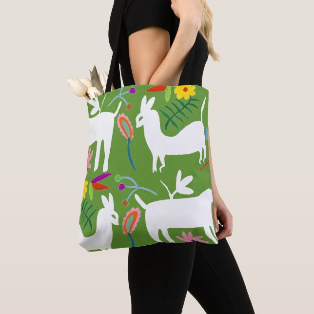 Tote Bag Design Otomi moderne | Llama Donkey Design (De près)