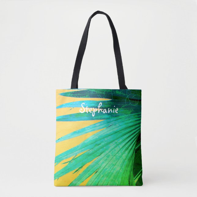 Tote Bag design personnalisé et tropical fourre-tout feuill (Devant)