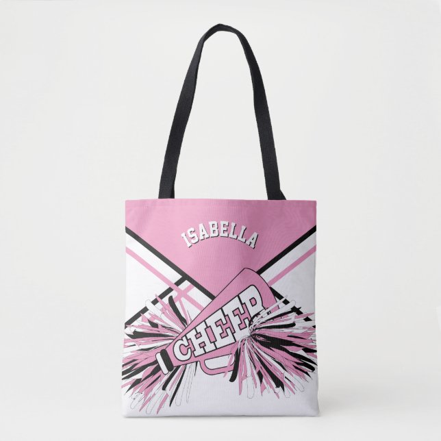 Tote Bag Design Pom-pom girl rose, noir et blanc (Devant)