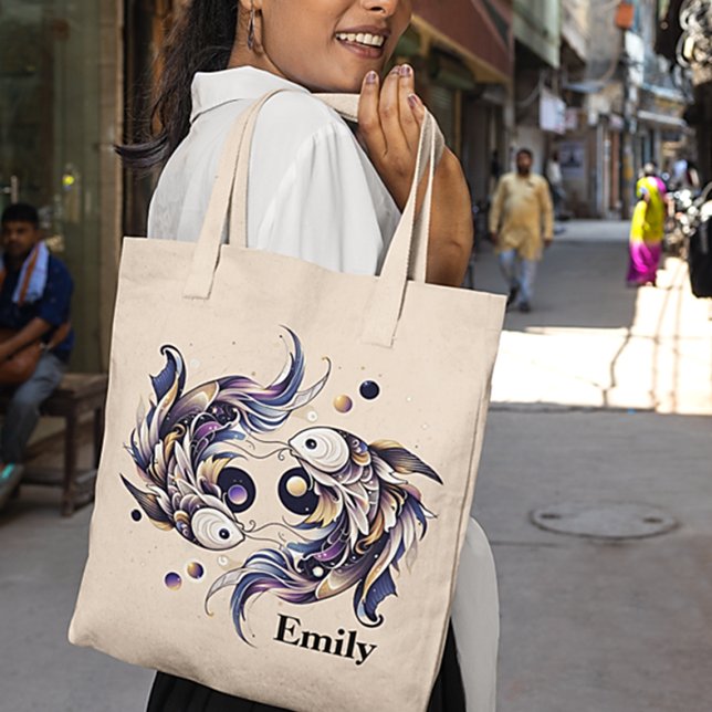 Tote Bag Design Zodiaque à l'aquarelle tendance Pisces (Créateur téléchargé)