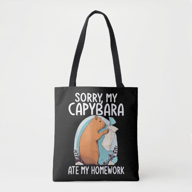 Tote Bag Désolé, mon capybara a mangé mes devoirs, drôle (Devant)
