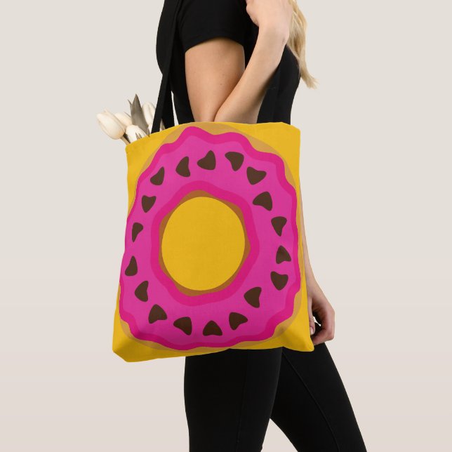 Tote Bag Dessert,Beignet,Beignet avec glaçage et choco,Mode (De près)