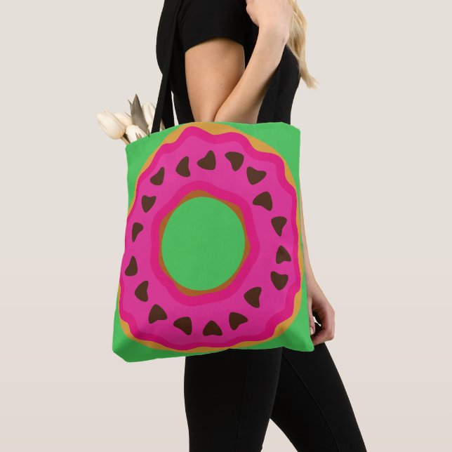 Tote Bag Dessert,Beignet,Beignet avec glaçage et choco,Mode (De près)