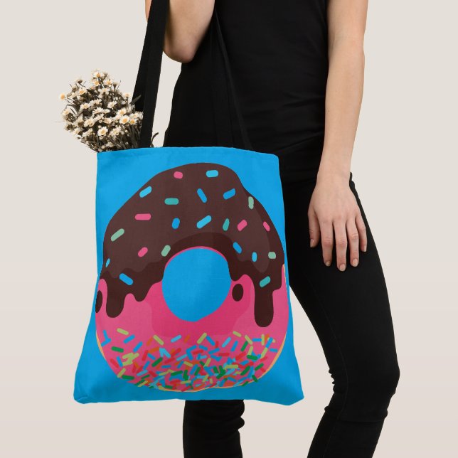 Tote Bag Dessert, Donut arc-en-ciel, Doughnut (De près)