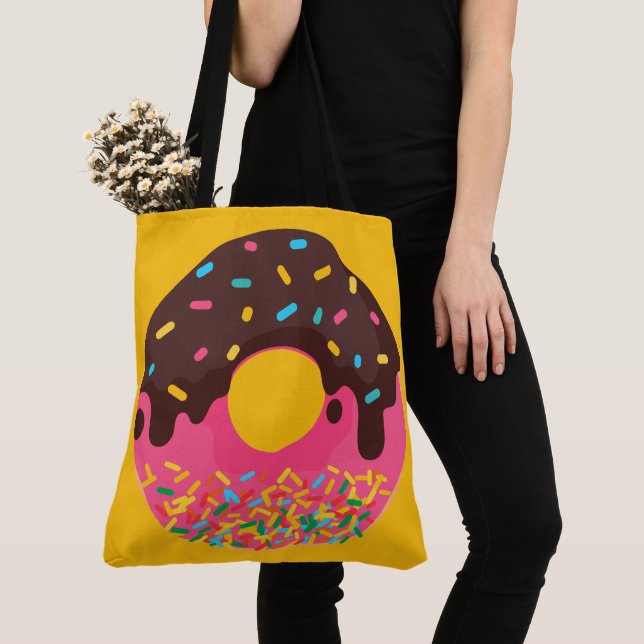 Tote Bag Dessert, Donut arc-en-ciel, Doughnut (De près)