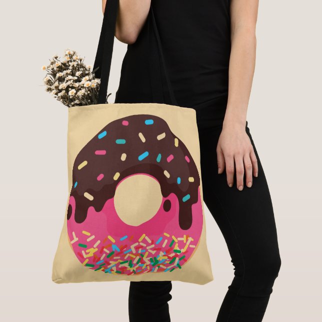 Tote Bag Dessert, Donut arc-en-ciel, Doughnut (De près)