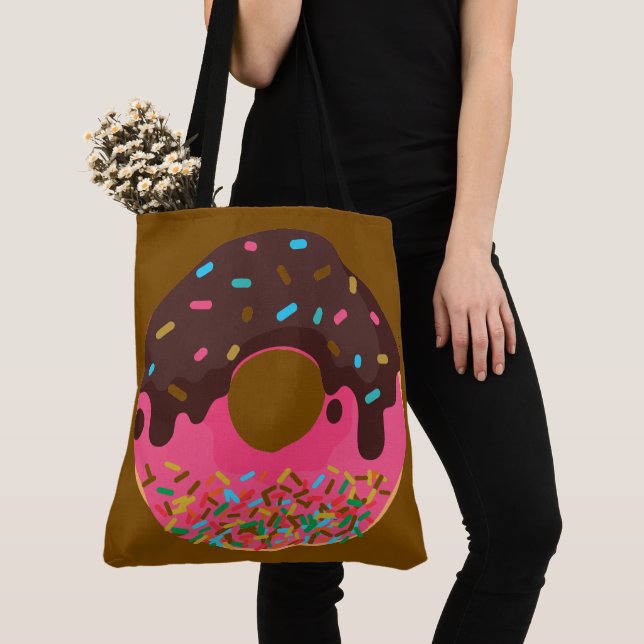 Tote Bag Dessert, Donut arc-en-ciel, Doughnut (De près)