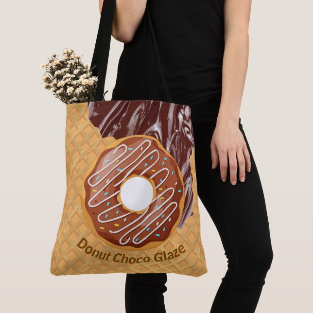 Tote Bag Dessert, Donut Choco Glaze, Chocolat Fondu  (De près)