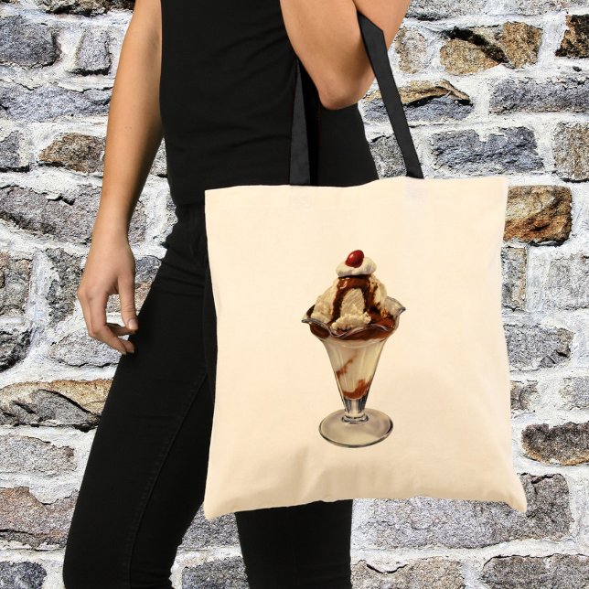 Tote Bag Desserts Sundae vintages de crème glacée à chaud (Créateur téléchargé)