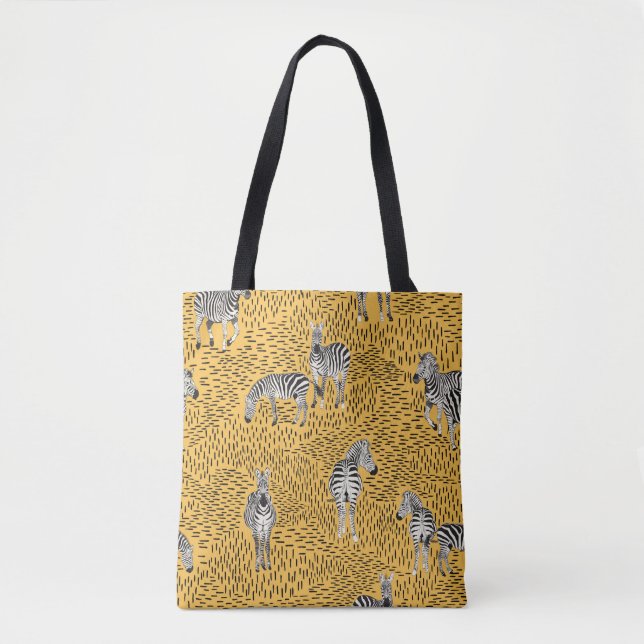 Tote Bag Dessin à la main Zebra Motif sans couture avec lig (Devant)