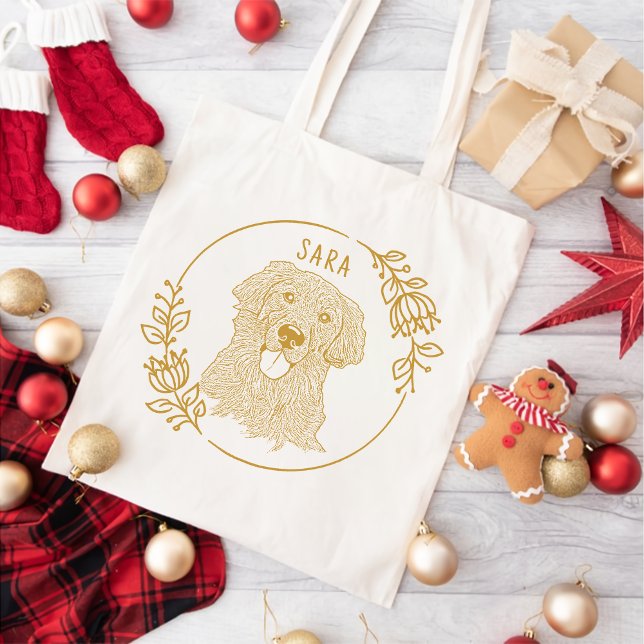 Tote Bag Dessin à main personnalisé pour chien d'or (Créateur téléchargé)