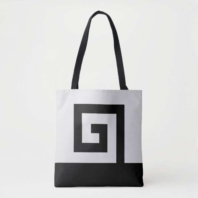 Tote Bag Dessin abstrait hélicoïdal en noir et presque blan (Devant)