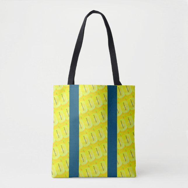 Tote Bag Dessin abstrait MODERNE - bleu noir jaune (Devant)
