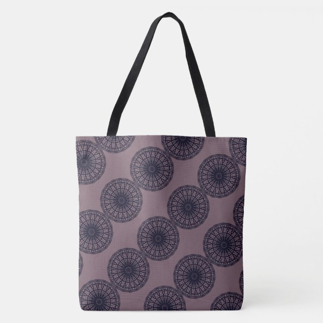Tote Bag Dessin abstrait MODERNE en bleu profond rose #7D61 (Devant)