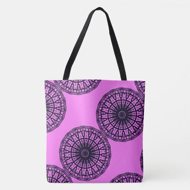 Tote Bag Dessin abstrait MODERNE en bleu-rose profond Coule (Devant)