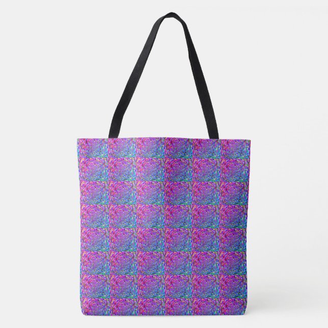 Tote Bag Dessin abstrait MODERNE en bleu-rose-violet-clair (Devant)