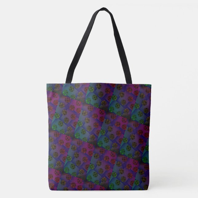 Tote Bag Dessin abstrait MODERNE en bleu-vert foncé rouge (Devant)