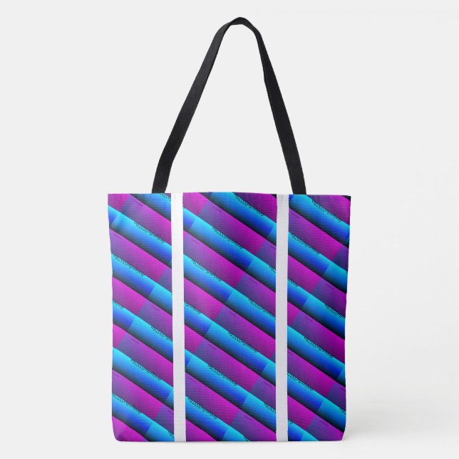 Tote Bag Dessin abstrait MODERNE en bleu violet blanc clair (Devant)