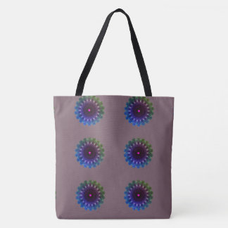 Tote Bag Dessin abstrait MODERNE en couleur : #7D616C-bleu-