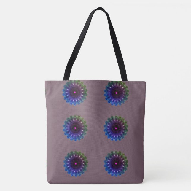 Tote Bag Dessin abstrait MODERNE en couleur : #7D616C-bleu- (Devant)