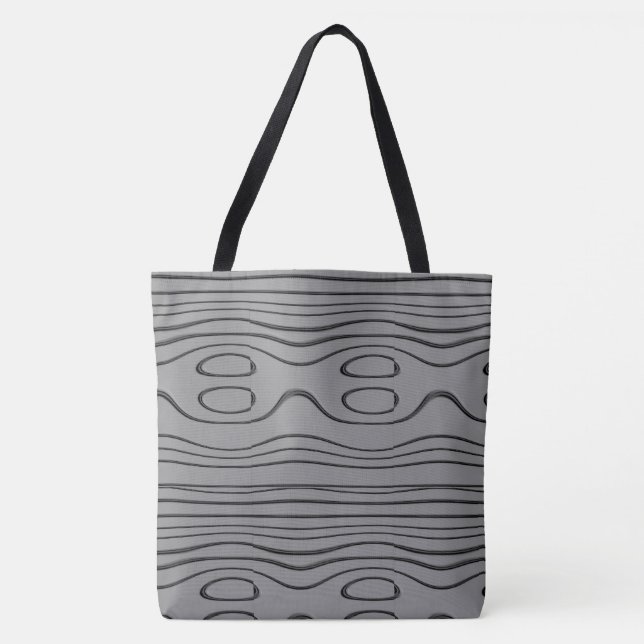 Tote Bag Dessin abstrait MODERNE en gris-profond-noir (Devant)