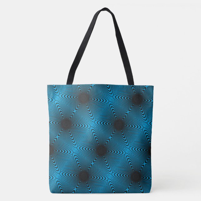 Tote Bag Dessin abstrait MODERNE en mosaïque bleue-noire-tu (Devant)