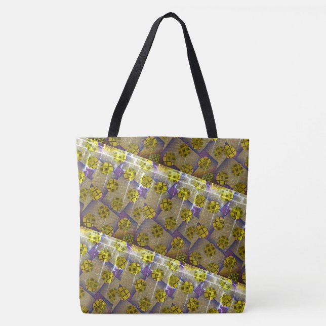 Tote Bag Dessin abstrait MODERNE, jaune-clair brun-profond (Devant)