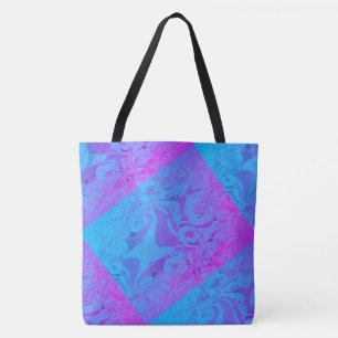 Tote Bag Dessin abstrait MODERNE rose-bleu-clair