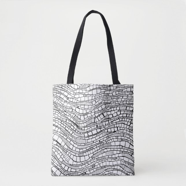 Tote Bag Dessin abstrait noir et blanc (Devant)