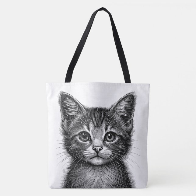 Tote Bag Dessin adorable de Young Cat (Devant)