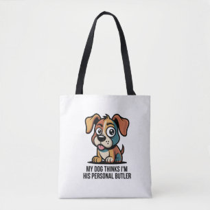 Tote Bag Dessin animé citation drôle de chien majordome