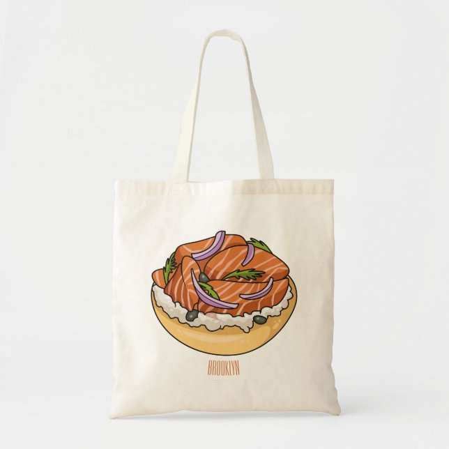 Tote Bag dessin animé de bagel saumon (Devant)