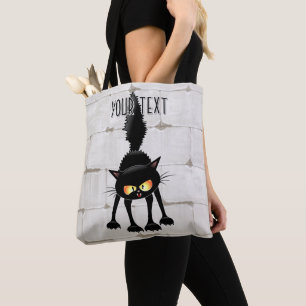 Tote Bag Dessin animé de chat noir drôle et féroce
