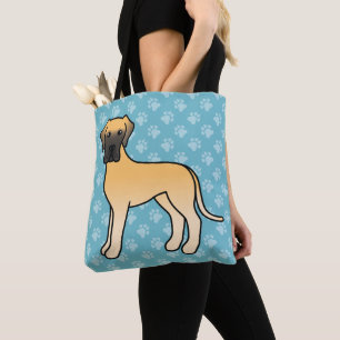 Tote Bag Dessin animé de chien Great Dane couleur faon