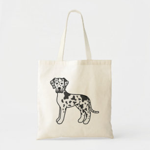 Tote Bag Dessin animé de chien Great Dane Harlequin