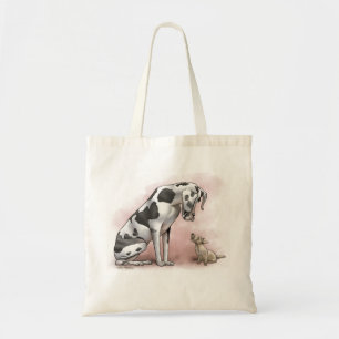 Tote Bag Dessin animé de Dogue Allemand et Terrier Écossais