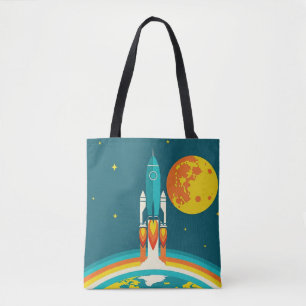 Tote Bag Dessin animé de fusée spatiale mignonne