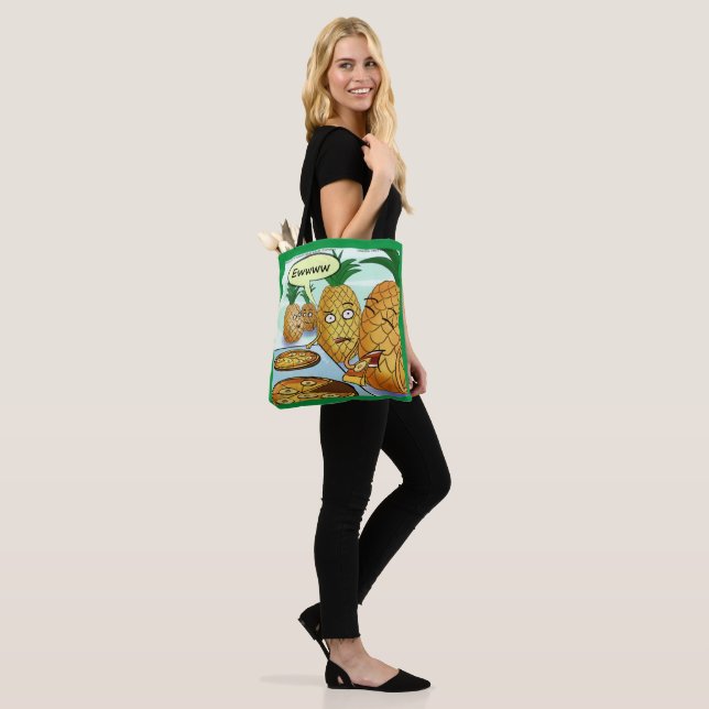 Tote Bag Dessin animé drôle LTCartoons Pizza à l'ananas Com (Sur le modèle)