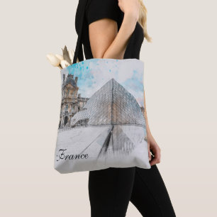 Tote Bag Dessin aquarelle du Louvre Paris, France