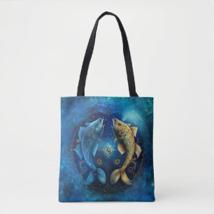 Tote Bag Dessin aquarelle du signe astrologique Poissons
