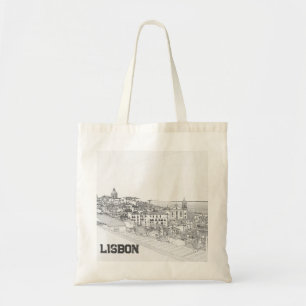 Tote Bag Dessin au crayon du district d'Alfama à Lisbonne