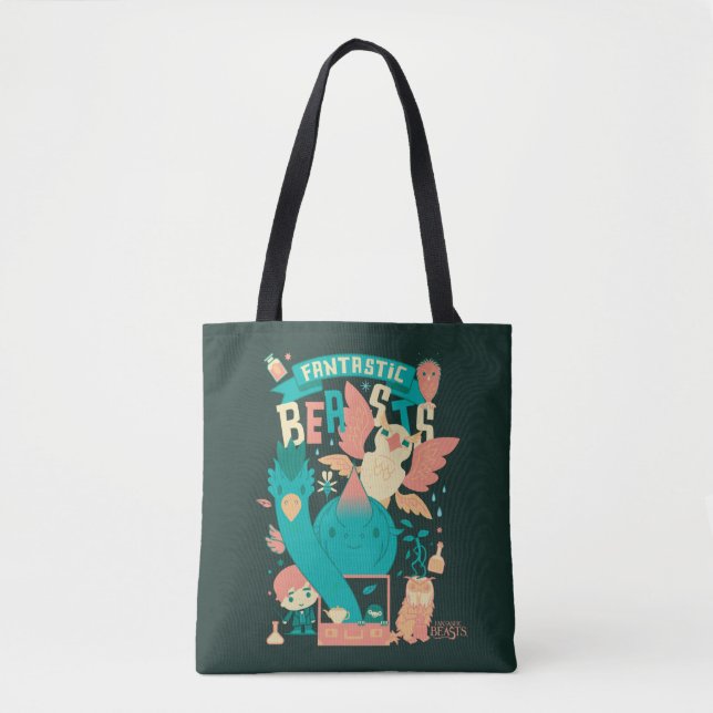 Tote Bag Dessin Bêtes Fantastiques Avec Newt Scamander (Devant)