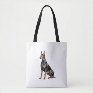 Tote Bag Dessin crayon couleur d'un Doberman Pinscher. Esse