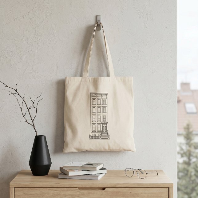 Tote Bag Dessin d'appartement classique avec stoop à New Yo (Créateur téléchargé)