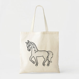 Tote Bag Dessin de cheval de dessin animé trottant gris