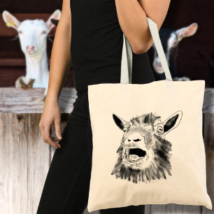 Tote Bag Dessin de chèvre drôle hurlant irky Animal Art