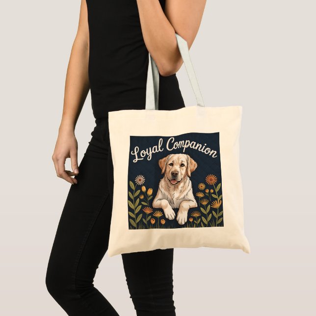 Tote Bag Dessin de courtepointure Labrador Retriever doré – (Devant (produit))