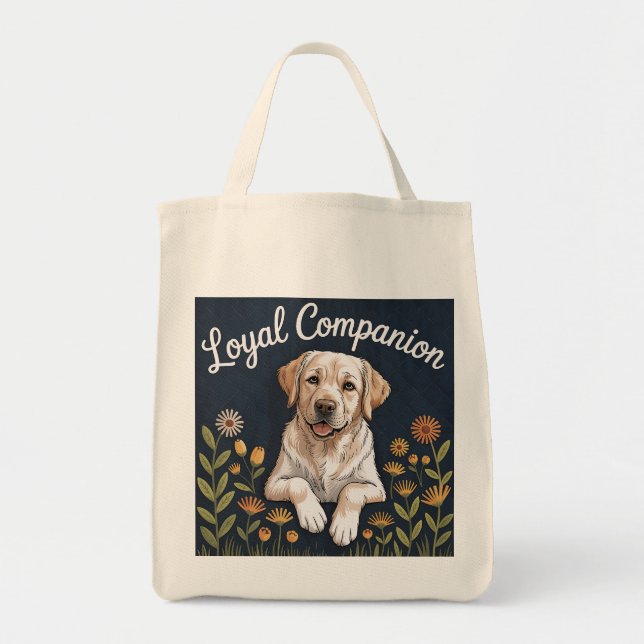 Tote Bag Dessin de courtepointure Labrador Retriever doré – (Devant)